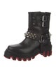 Christian Louboutin Leather Studded Accents Combat Boots