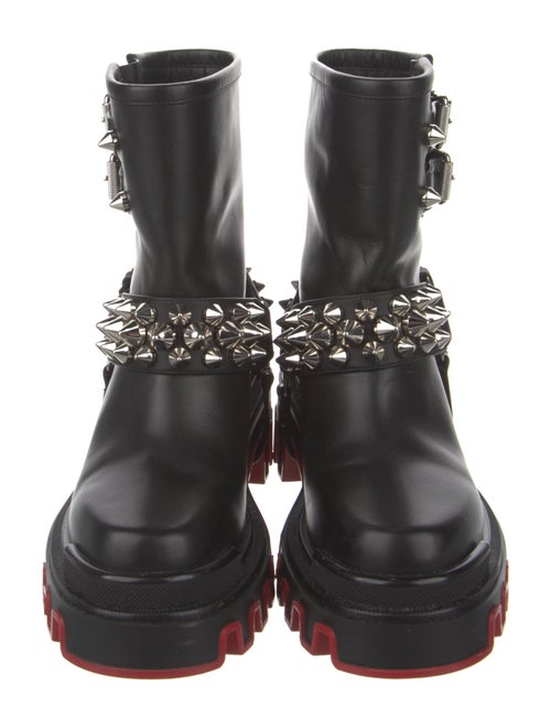 Christian Louboutin Leather Studded Accents Combat Boots
