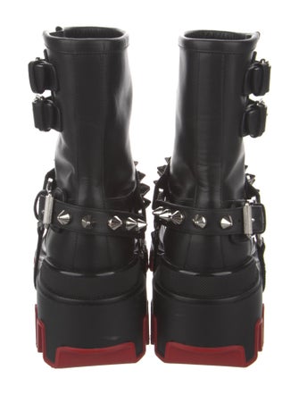 Christian Louboutin Leather Studded Accents Combat Boots