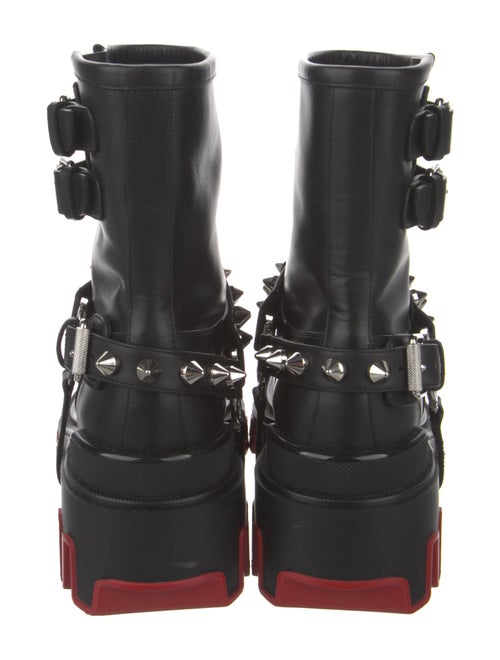 Christian Louboutin Leather Studded Accents Combat Boots