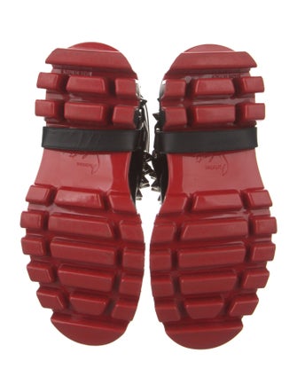Christian Louboutin Leather Studded Accents Combat Boots