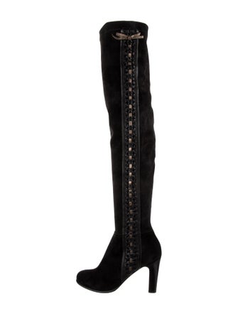 Christian Louboutin Suede Whipstitch Trim Sock Boots