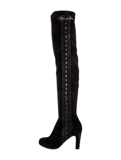 Christian Louboutin Suede Whipstitch Trim Sock Boots
