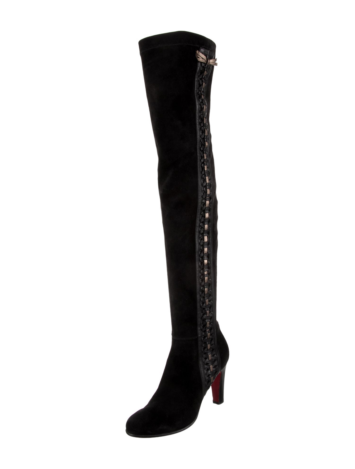 Christian Louboutin Suede Whipstitch Trim Sock Boots