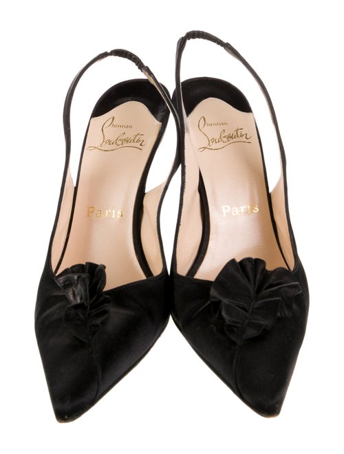 Christian Louboutin Satin Floral Print Slingback Pumps