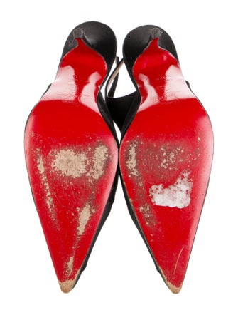 Christian Louboutin Satin Floral Print Slingback Pumps