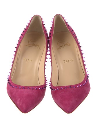 Christian Louboutin Spike Accents Suede Pumps