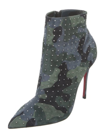 Christian Louboutin Suede Floral Print Boots