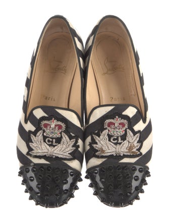 Christian Louboutin Spike Accents Canvas Loafers