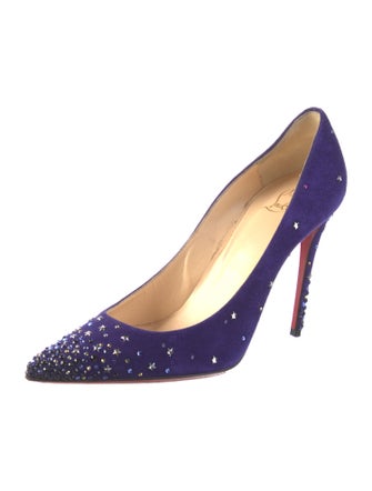 Christian Louboutin Suede Crystal Embellishments Pumps