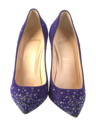Christian Louboutin Suede Crystal Embellishments Pumps