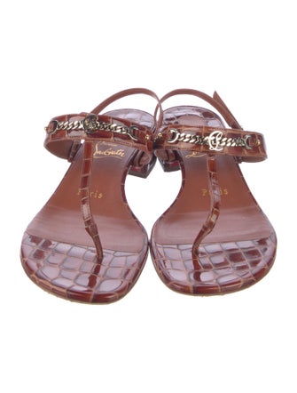 Christian Louboutin Embossed Leather T-Strap Sandals