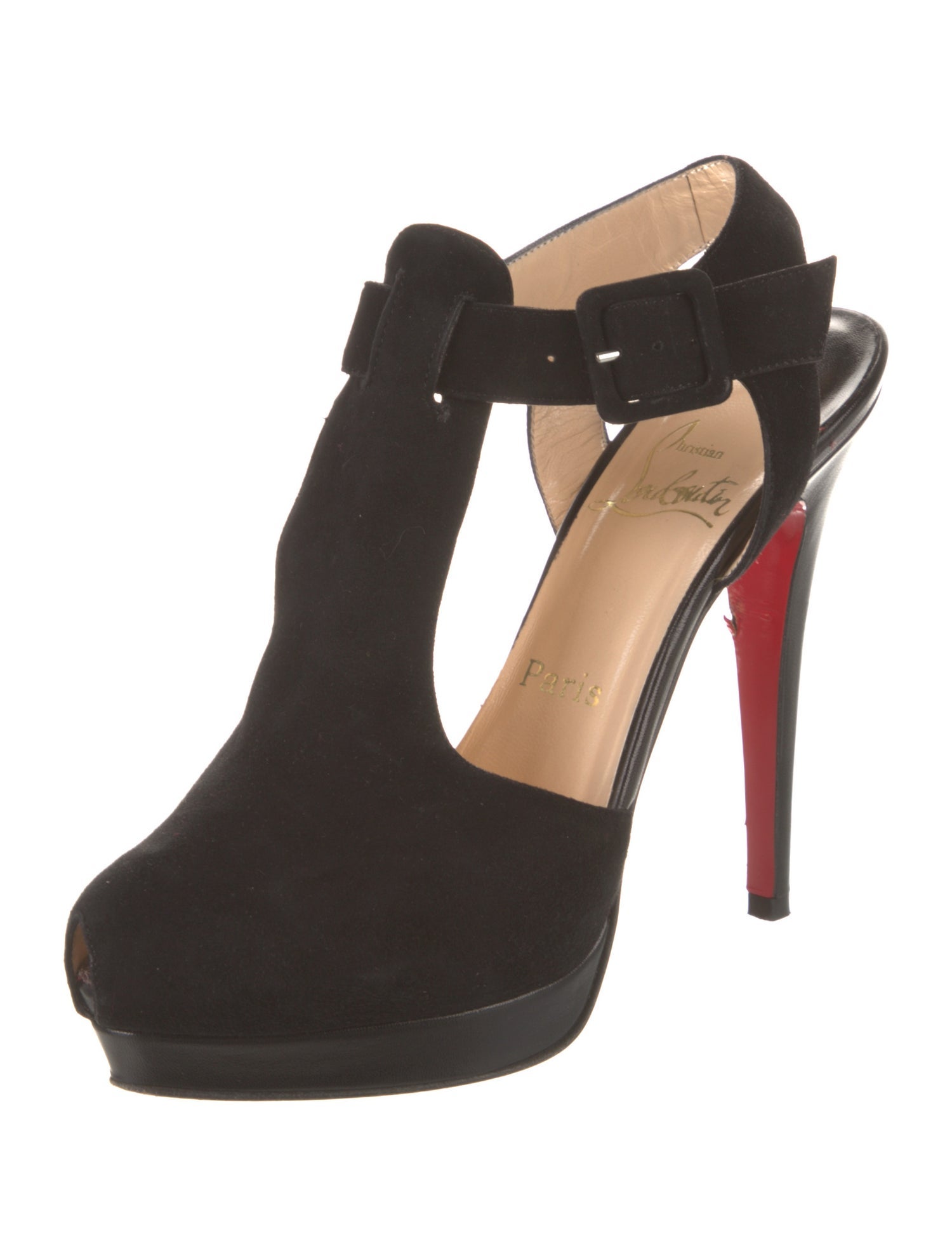 Christian Louboutin Suede T-Strap Pumps