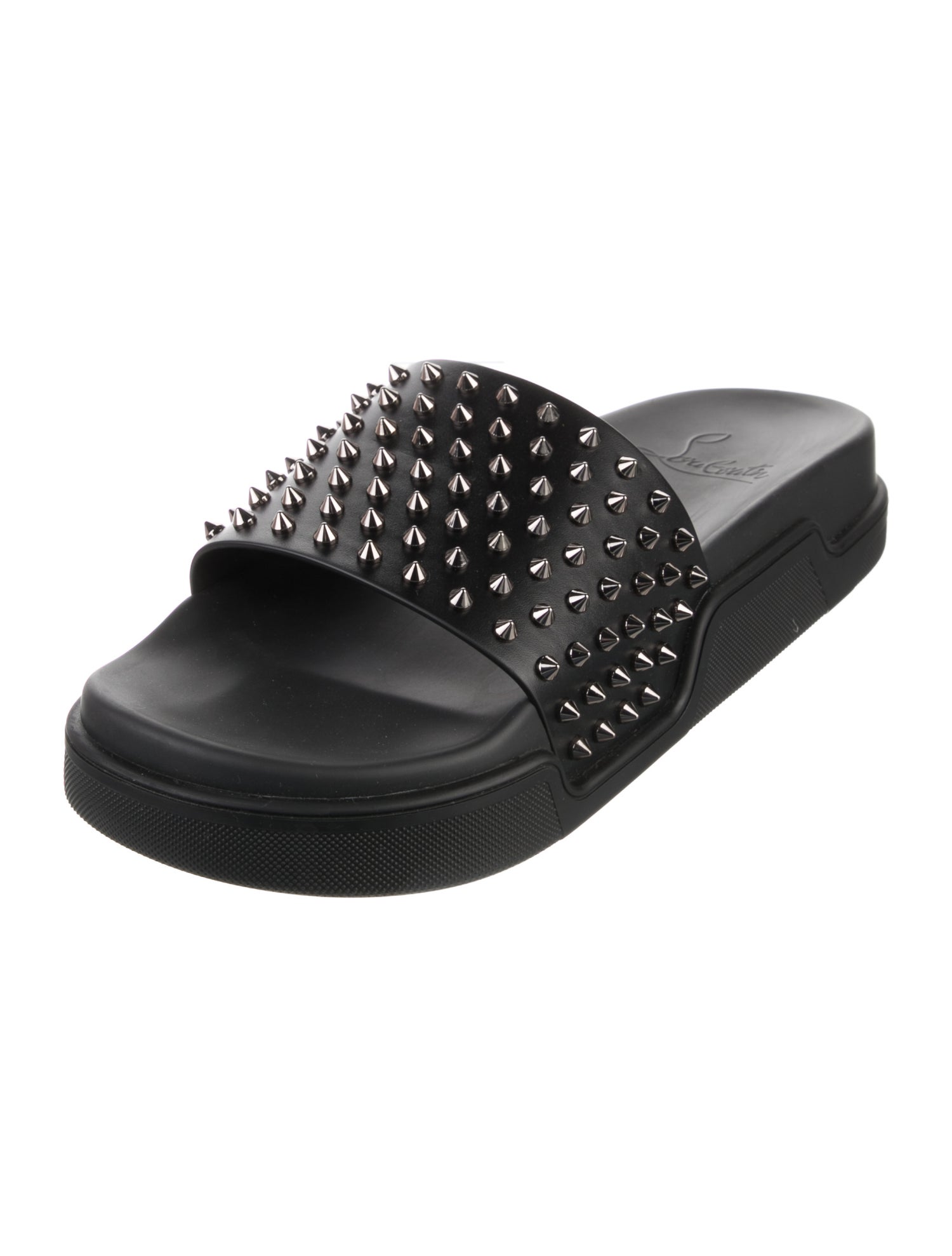 Christian Louboutin Leather Studded Accents Slides