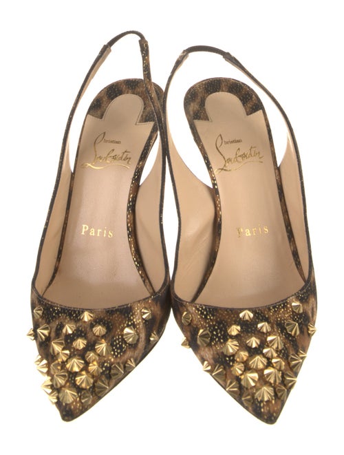 Christian Louboutin Spike Accents Satin Slingback Pumps
