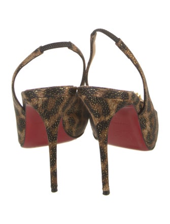 Christian Louboutin Spike Accents Satin Slingback Pumps