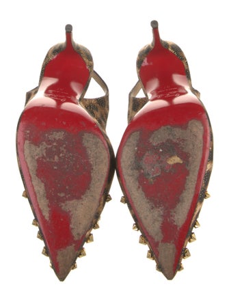Christian Louboutin Spike Accents Satin Slingback Pumps