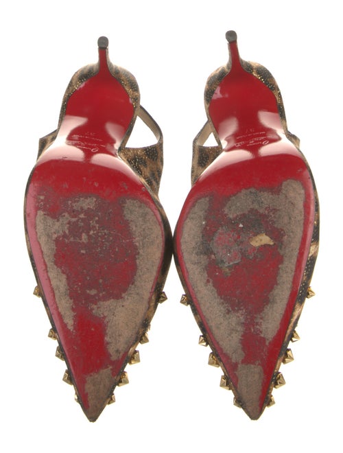 Christian Louboutin Spike Accents Satin Slingback Pumps