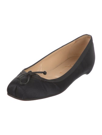 Christian Louboutin Satin Bow Accents Ballet Flats