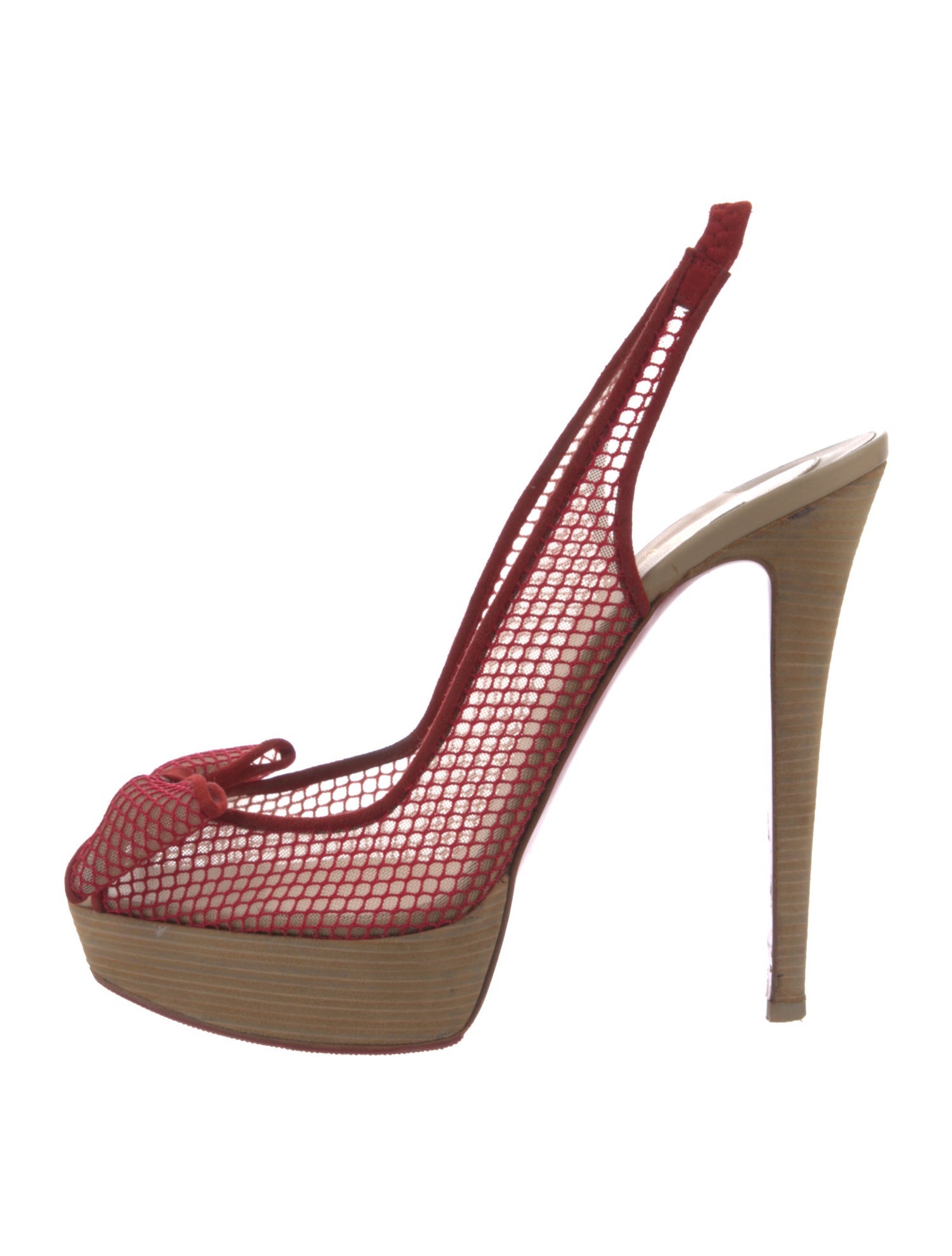 Christian Louboutin Mesh Bow Accents Slingback Sandals