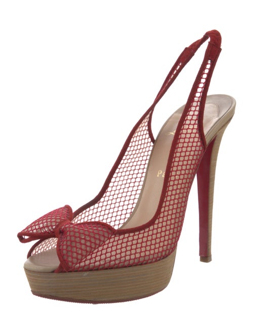 Christian Louboutin Mesh Bow Accents Slingback Sandals