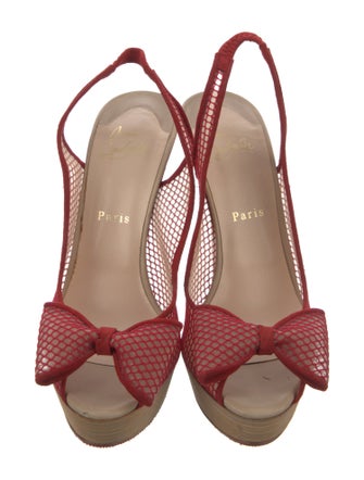 Christian Louboutin Mesh Bow Accents Slingback Sandals
