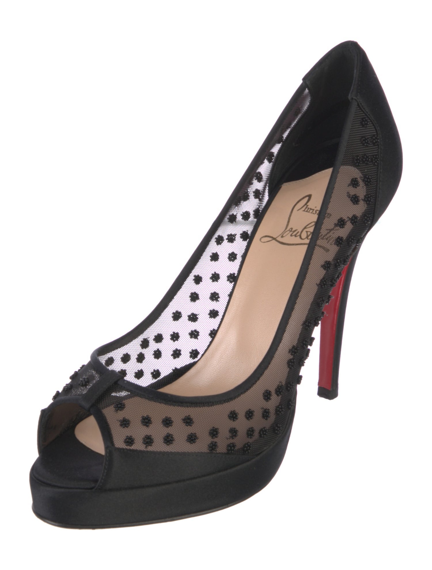 Christian Louboutin Mesh Beaded Accents Pumps