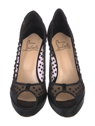 Christian Louboutin Mesh Beaded Accents Pumps