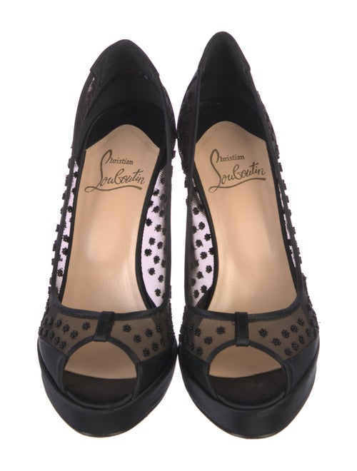 Christian Louboutin Mesh Beaded Accents Pumps