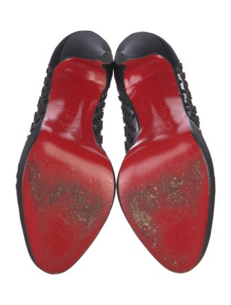 Christian Louboutin Mesh Beaded Accents Pumps