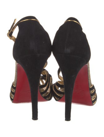 Christian Louboutin Suede Animal Print Sandals