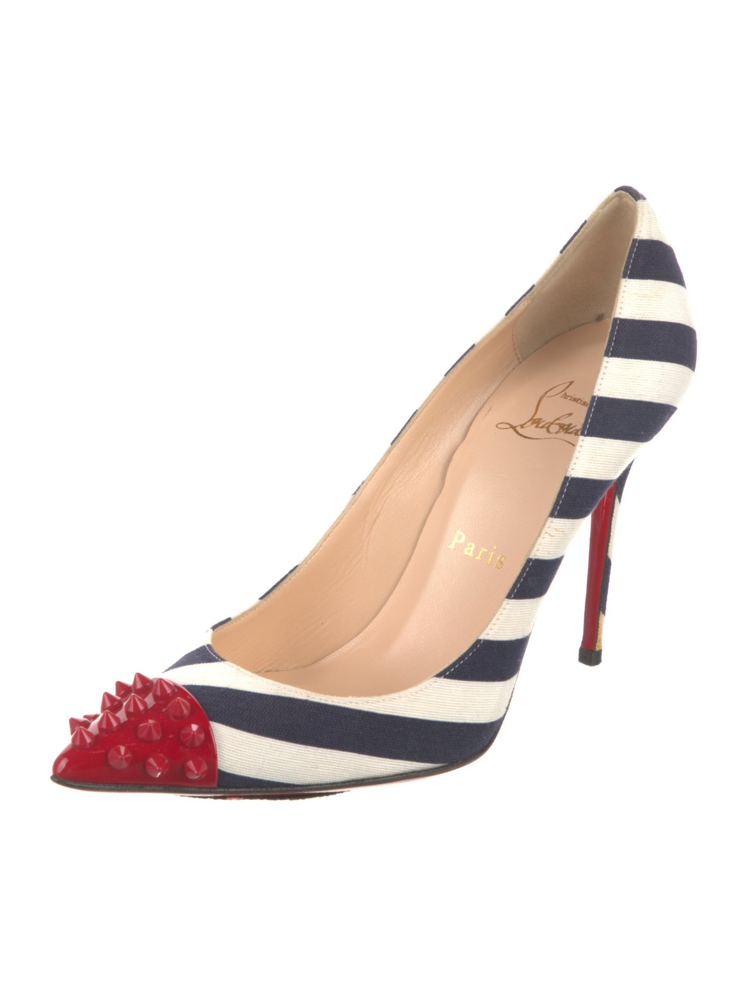 Christian Louboutin Spike Accents Canvas Pumps