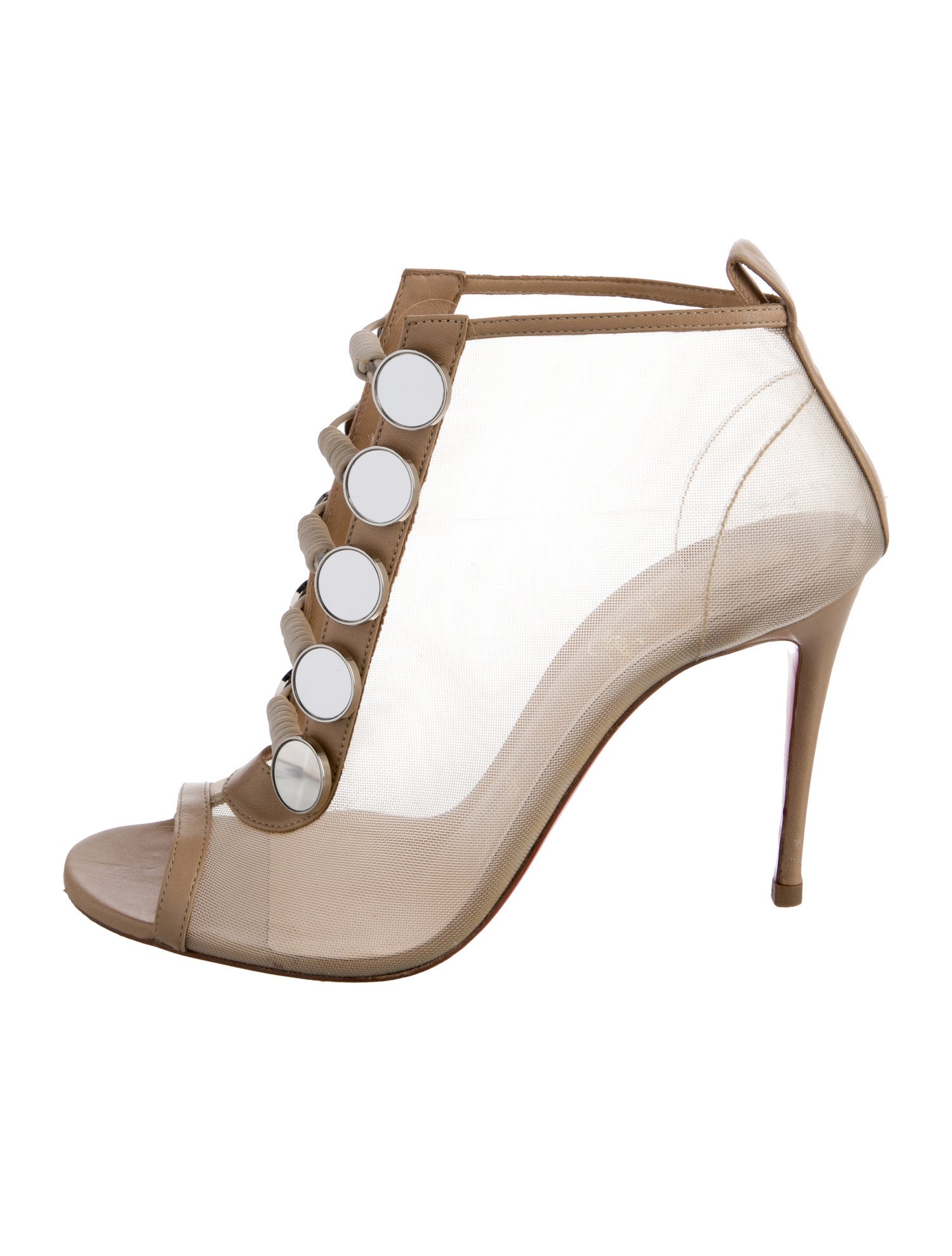 Christian Louboutin Mesh Printed T-Strap Pumps