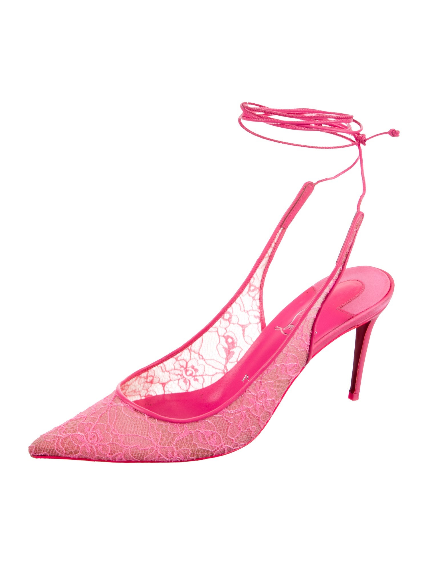 Christian Louboutin Lace Leather Trim Embellishment Sandals