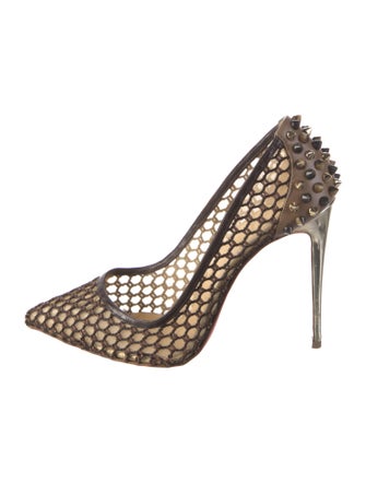 Christian Louboutin Spike Accents Mesh Pumps