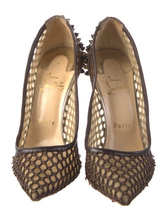 Christian Louboutin Spike Accents Mesh Pumps