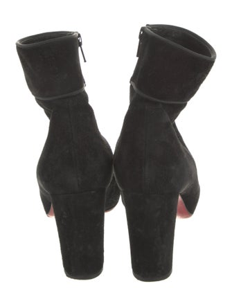 Christian Louboutin Suede Grosgrain Trim Boots