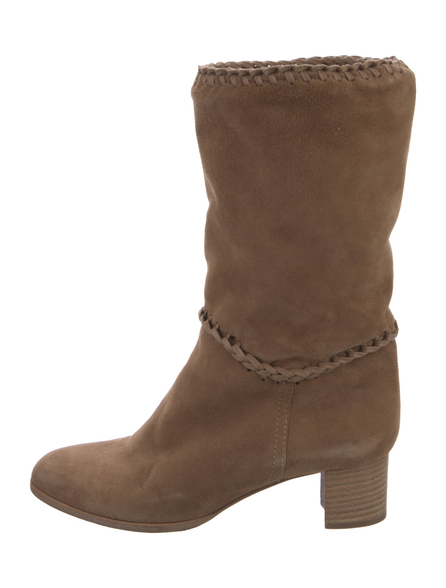 Christian Louboutin Suede Braided Accents Moto Boots