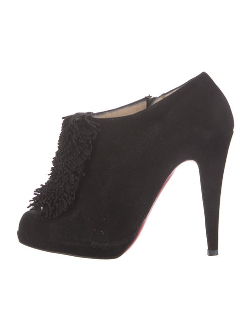 Christian Louboutin Suede Fringe Trim Accent Lace-Up Boots