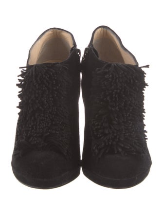 Christian Louboutin Suede Fringe Trim Accent Lace-Up Boots
