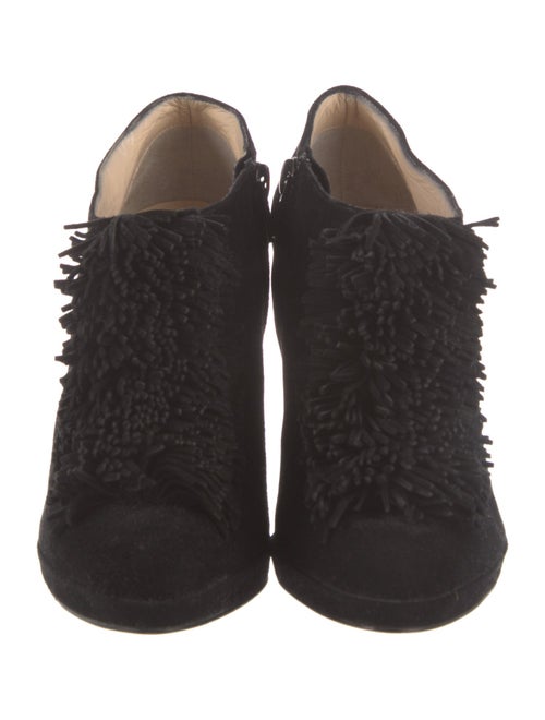 Christian Louboutin Suede Fringe Trim Accent Lace-Up Boots