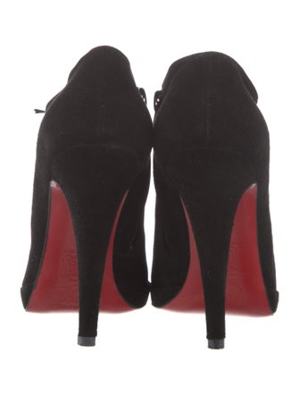 Christian Louboutin Suede Fringe Trim Accent Lace-Up Boots