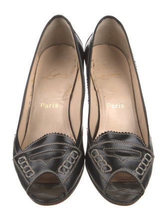 Christian Louboutin Leather Whipstitch Trim Pumps
