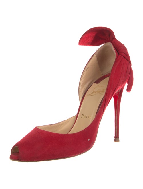 Christian Louboutin Suede Bow Accents D'Orsay Pumps