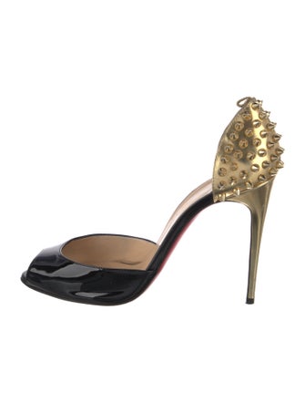 Christian Louboutin Spike Accents Patent Leather D'Orsay Pumps