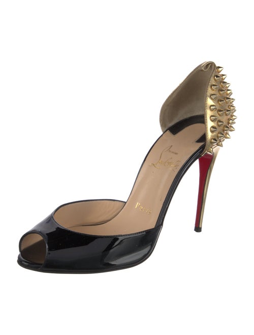 Christian Louboutin Spike Accents Patent Leather D'Orsay Pumps