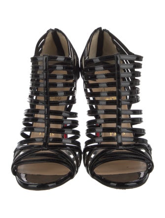 Christian Louboutin Patent Leather Cutout Accent Gladiator Sandals