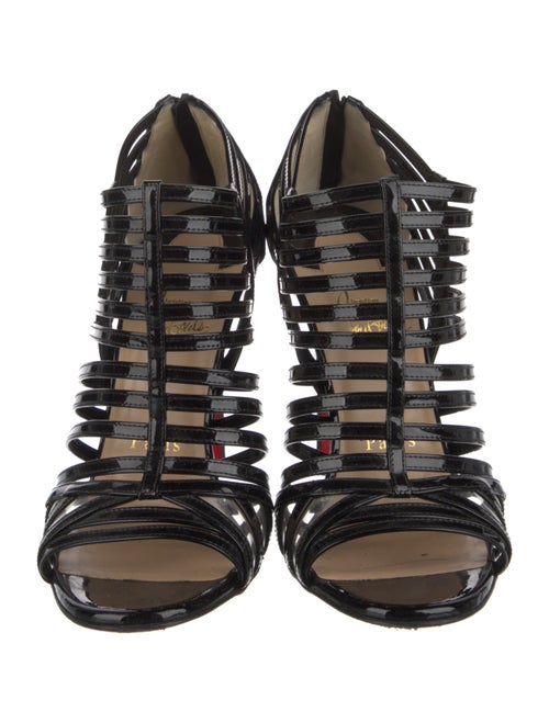 Christian Louboutin Patent Leather Cutout Accent Gladiator Sandals