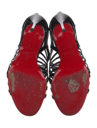 Christian Louboutin Patent Leather Cutout Accent Gladiator Sandals