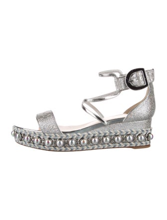 Christian Louboutin Leather Glitter Accents Espadrilles